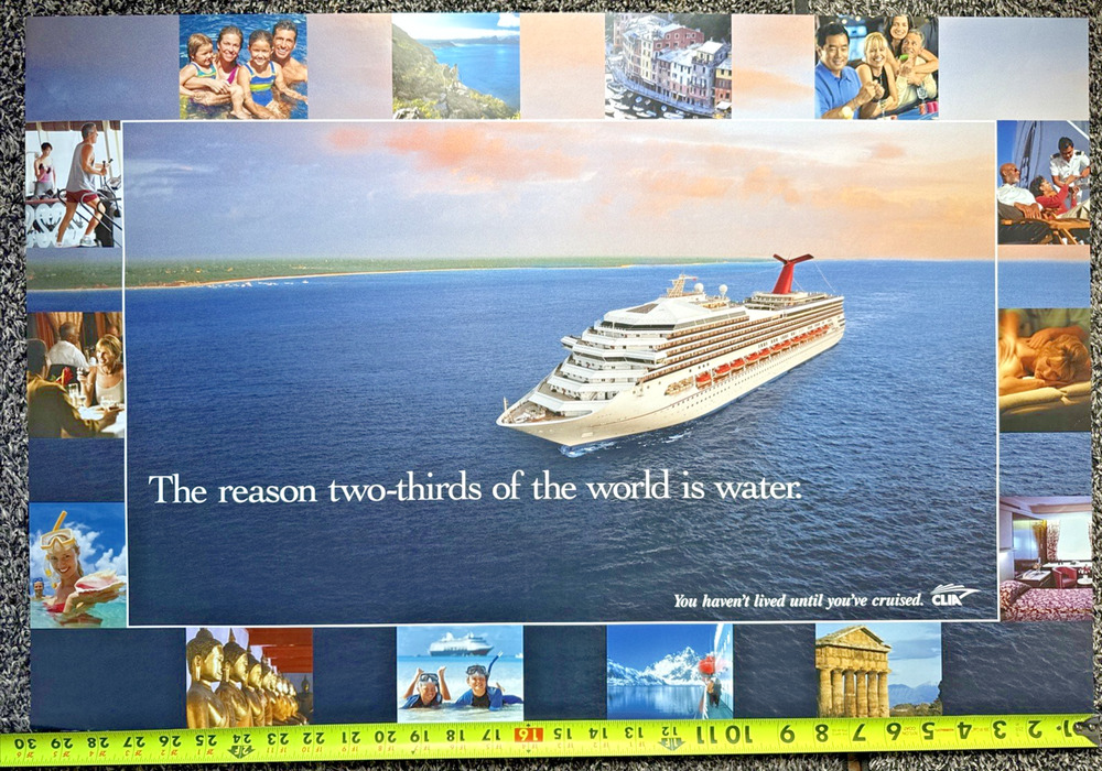 Carnival Victory Cruise Ship CLIA Poster World Travel Advertising 30" x 20" EUC